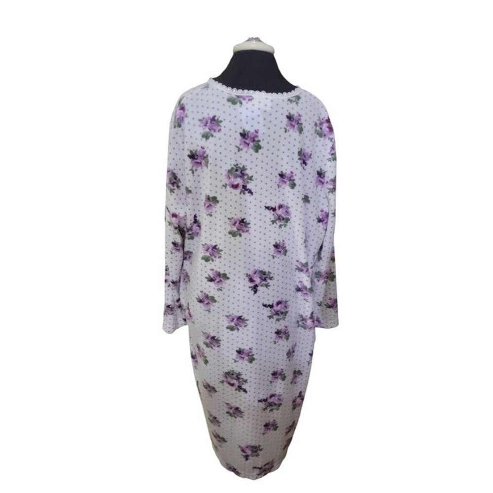 Nwot Country Store 2x Fleece 2xl Nightgown Lilac Floral 120168 View 3